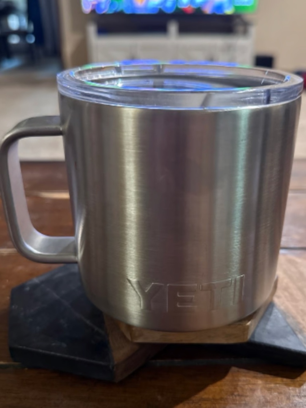 YETI Rambler 14 oz Mug Stainless Steel Original Open Lid YP Logo